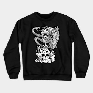 Eagle, Snake and Skull - Black and White Crewneck Sweatshirt